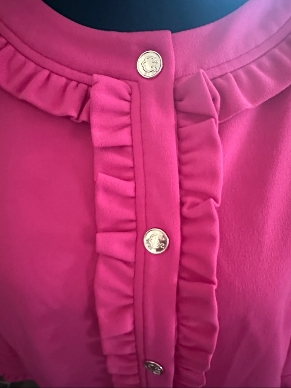 Christian Siriano Bright Pink Ruffle-Trim Blazer Jacket - Picture 5 of 5